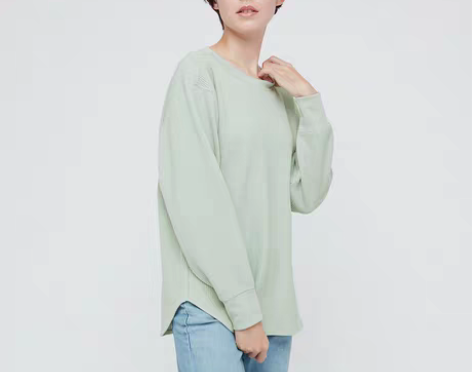 转卖清闲置。优衣库 女装 华夫格圆领T恤(...