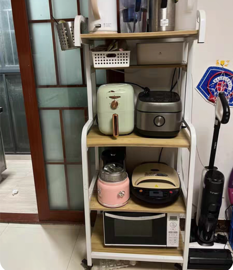 五层厨房置物架落地式多层收纳架子微波炉蒸烤...