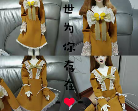 包邮#bjd#3分大女大胸娃衣裙子连体服娃...