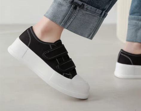 转卖小码厚底魔术贴帆布鞋女313233内增...