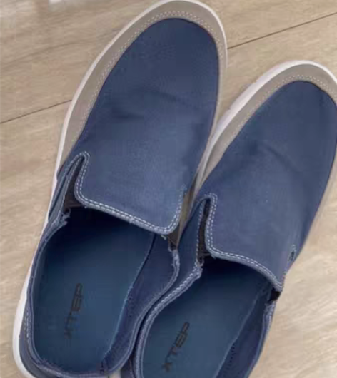 包邮出特步男士休闲板鞋帆布鞋44码深蓝色 ...