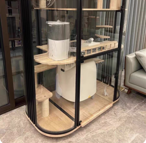 包邮曲面全景猫别墅360度玻璃猫屋全透明可...