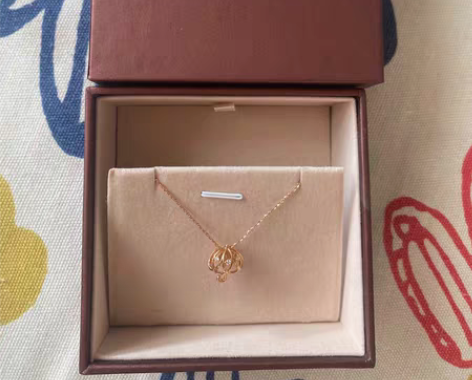 周生生爱情密语雨伞颈链心晴伞18K金钻石项...