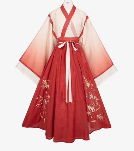 转卖重回汉唐枫落汉服女秋季重工刺绣上衣破裙...