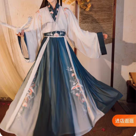 【夜未央】晋制交领汉服女梨花渡原创齐腰襦裙...