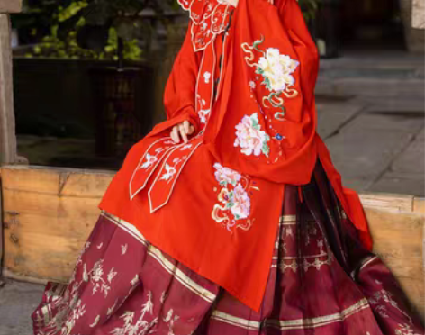 转卖玉术汉服女花嫁织金马面裙墨子原创立领长...