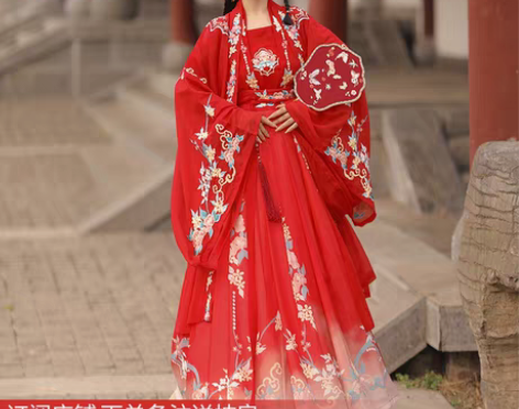 转卖原创花嫁汉服齐腰襦裙红色婚服重工刺绣大...