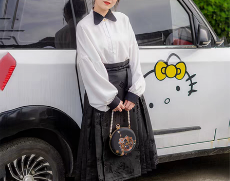 转卖卿如故原创白菜汉服明制汉元素黑猫耳衬衫...