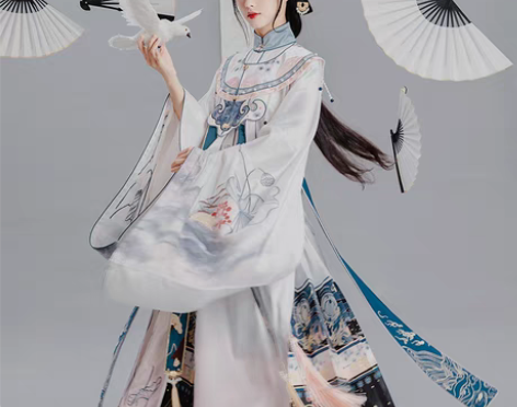 转卖七月夕+走秀款+墨染+明制立领长衫仿妆...