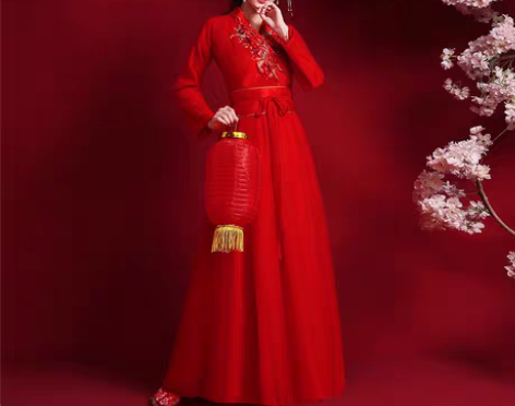 转卖红色汉服女古装中国风中式大合唱民族古筝...