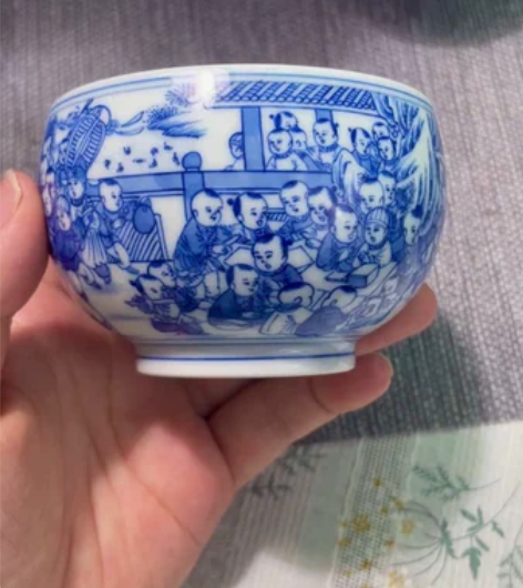 包邮原九段灵魂画师徐冬贵老师手绘百子图青花...