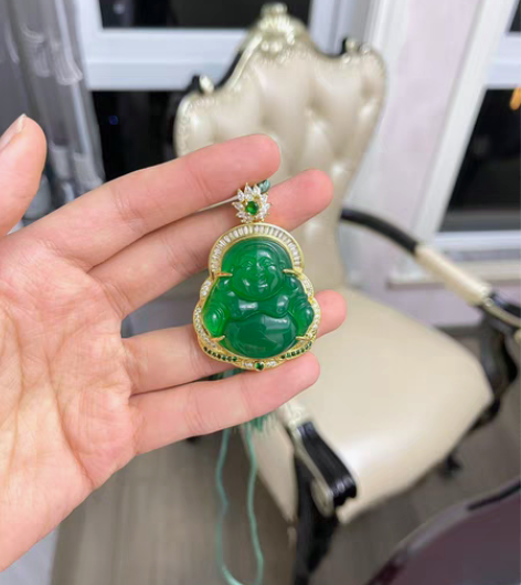 包邮全新玉髓弥勒佛祖吊坠项链挂链保真 原价...