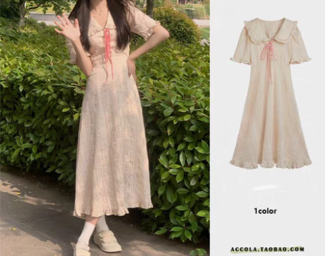 转卖夏季温柔系凡尔赛法式收腰气质显瘦初恋仙...