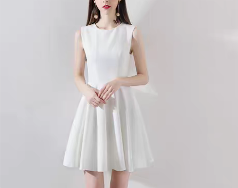 转卖法式小晚礼服裙女平时可穿赫本风白色学生...