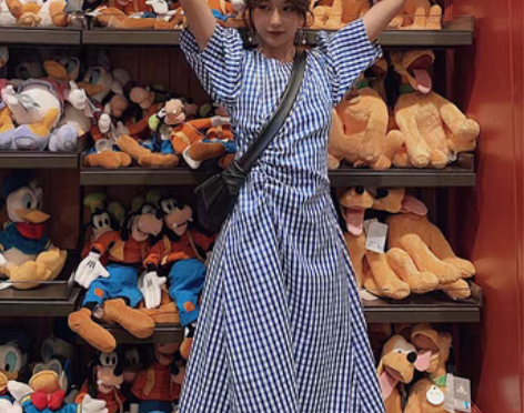 转卖修身蓝色格子宽松显瘦收腰衬衫连衣裙春夏...