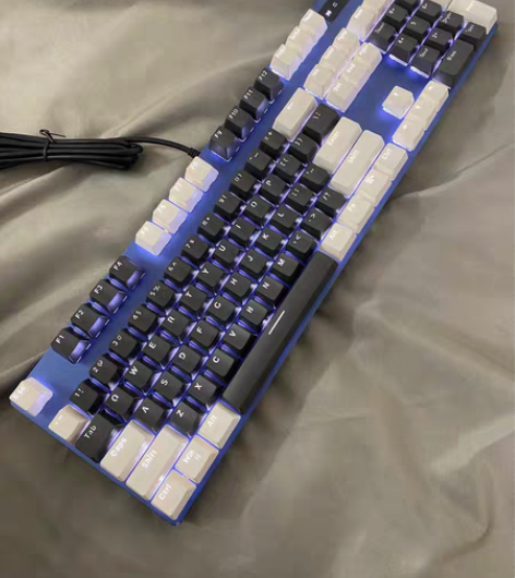 包邮二手蓝色键盘，白光灯光 ，雷柏V500...