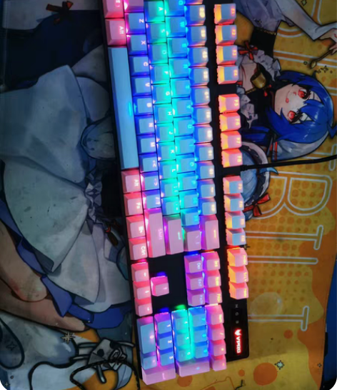 二手键盘雷柏v500pro 机械键盘茶轴青...