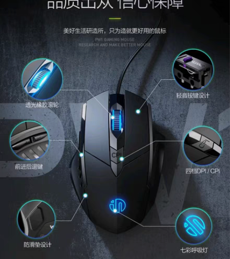 英菲克（INPHIC）PW1h 有线鼠标 ...