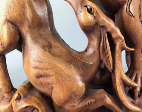 包邮清代黄杨木雕  逐鹿中原 非常霸气 代...