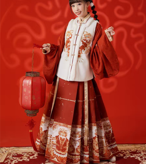 包邮十三余小豆蔻儿[虎贺新春]短比甲交领短...