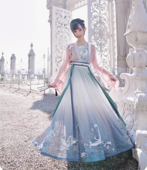 十三余小豆蔻儿[千山鹭鸶]对襟上衫6米摆下...