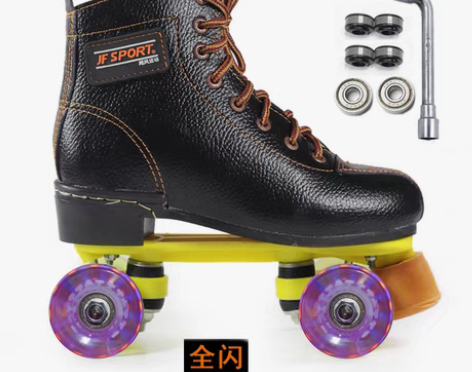 转卖JFSPORT牛皮双排溜冰鞋成人旱冰鞋...