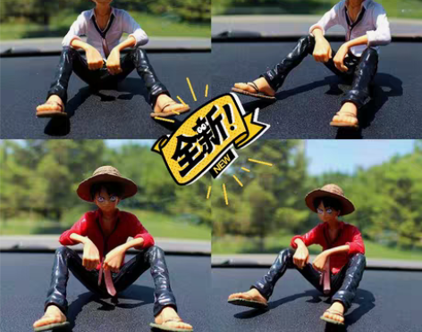 车载手办摆件海贼王路飞公仔卡通二次元国产版...