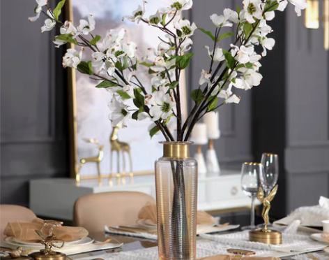 转卖欧式美式现代玻璃花瓶仿真花艺套装摆件家...