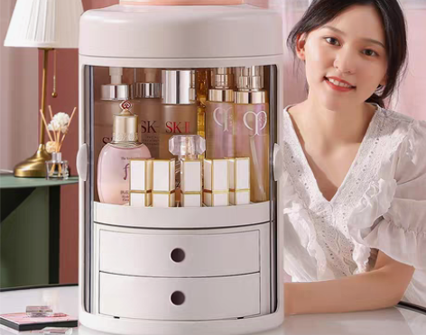 转卖网红旋转化妆品收纳盒桌面家用便携梳妆盒...