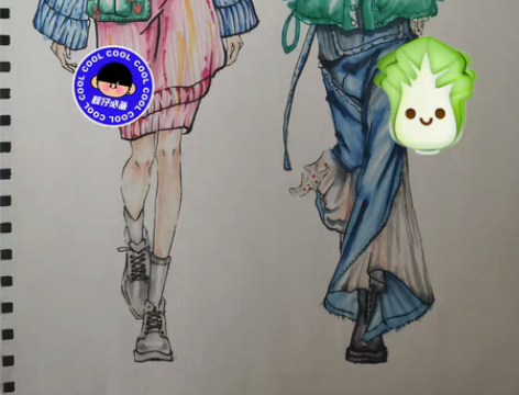 包邮手绘。电绘画，女装设计，服装设计图，款...