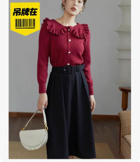 包邮独束大码女装复古本布腰带黑色半身裙春秋...