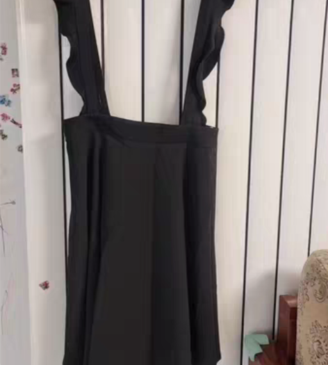 秋水伊人秋装女装简约裙子荷叶边背带气质淑女...