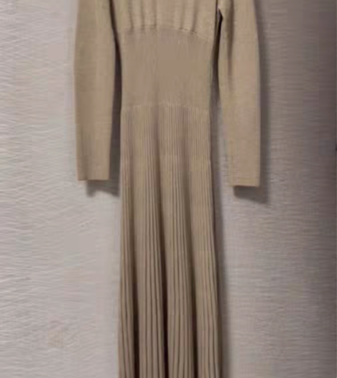 羊毛针织连衣裙，秋冬新款法式打底A字中长款...