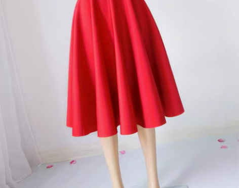 转卖春秋季纯色赫本高腰半身裙伞裙大摆裙显瘦...