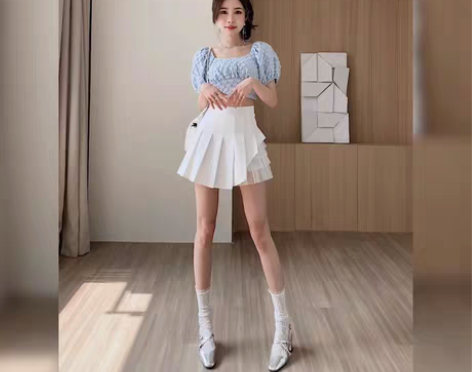 包邮夏季百搭网纱拼接百褶裙女设计感小众高腰...