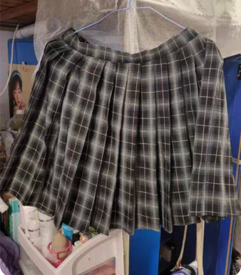 半身裙春秋季学院风格子百褶裙 M码，105...