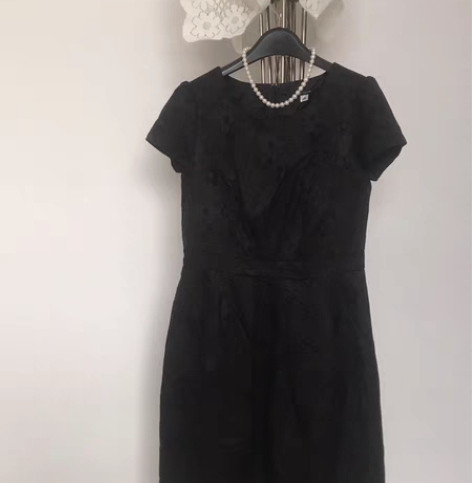 古着vintage复古赫本风黑色短袖连衣裙...