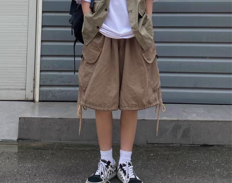 转卖工装短裤男夏季宽松中裤日系复古外穿休闲...