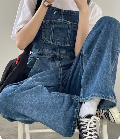 包邮减龄牛仔裤背带裤薄款女夏季2022年新...