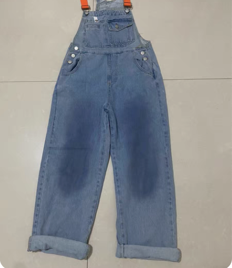 全新背带裤女长款春秋背带裤女橙色个性外贸精...