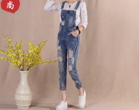 转卖高腰牛仔背带裤女2019新爆款秋季韩版...