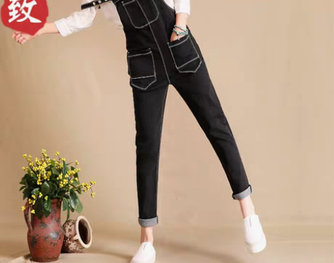 转卖减龄牛仔背带裤女夏薄2019新款可爱百...