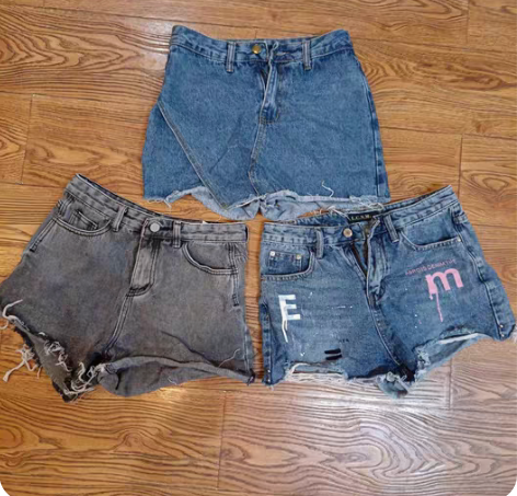 牛仔短裤女2023新款春季薄款破洞阔腿超热...