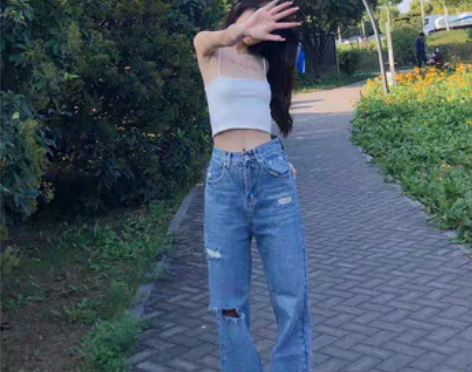 转卖BABY+SNAKE+高腰直筒牛仔长裤...