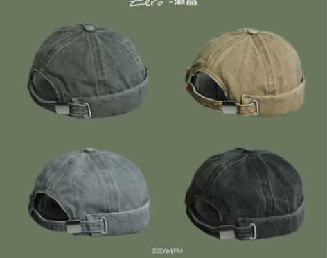 瓜皮帽 地主帽瓜皮日系工业风做旧水洗纯棉男...