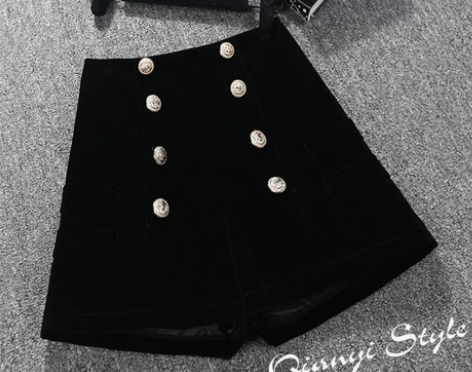 穿过一次 九成新 金丝绒短裤女春秋2022新款韩国高腰显瘦百...