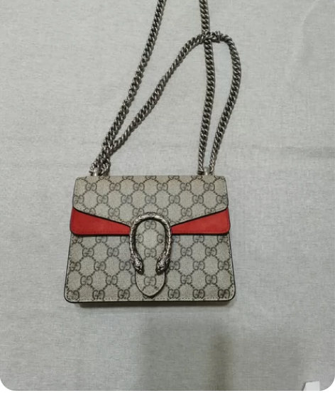 古驰Gucci 红色老花小号酒神链条包 成...