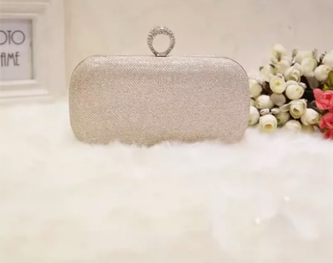 磨砂镶钻晚宴包手拿包链条包，只拿过一次 尺...