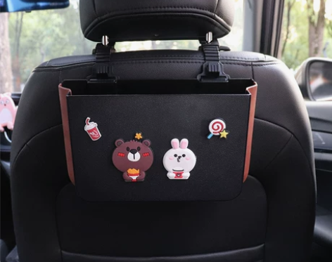汽车座椅背置物盒卡通可爱车内收纳垃圾桶袋车...
