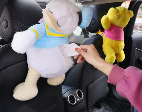 唐老鸭创意车载纸巾盒挂式网红卡通可爱装饰汽...